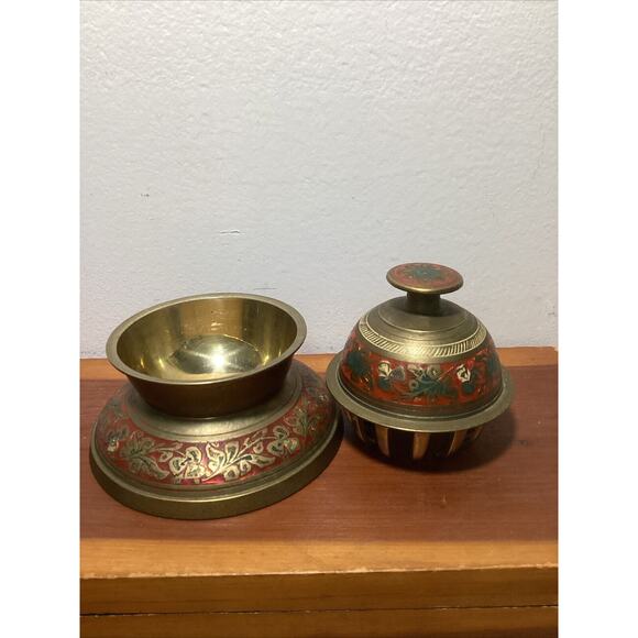 Enamel Brass Pitcher Elephant Claw Bell Made In India - Picture 8 of 11